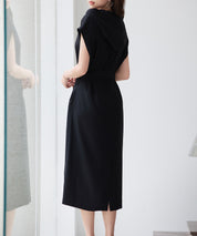 体型カバージップミモレ丈ワンピースsdp0304 ブラック