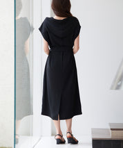 体型カバージップミモレ丈ワンピースsdp0304 ブラック