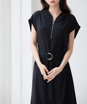 体型カバージップミモレ丈ワンピースsdp0304 ブラック