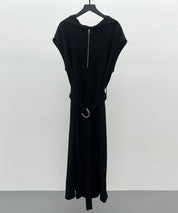 体型カバージップミモレ丈ワンピースsdp0304 ブラック