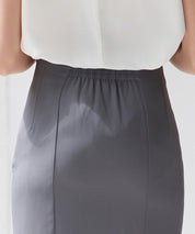 配色裾ハイウエストバックゴムスカートsdp0305 チャコール