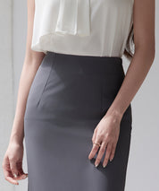 配色裾ハイウエストバックゴムスカートsdp0305 チャコール