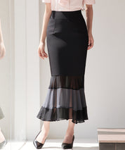 配色裾ハイウエストバックゴムスカートsdp0305-102-8