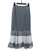 配色裾ハイウエストバックゴムスカートsdp0305 チャコール