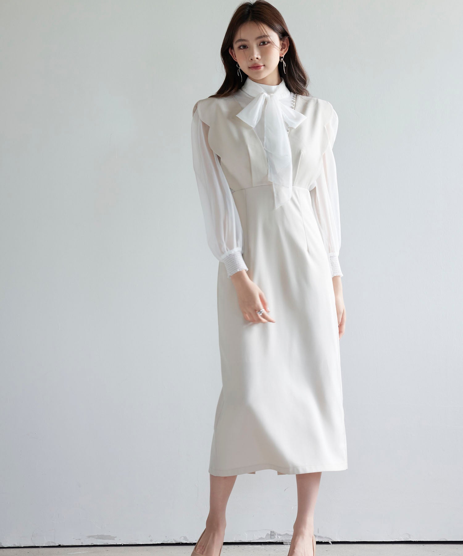 パール付きスカラップジャンパースカートsdp0306 ベージュ