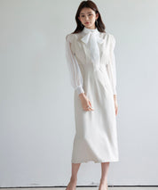 パール付きスカラップジャンパースカートsdp0306 ベージュ