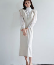 パール付きスカラップジャンパースカートsdp0306 ベージュ