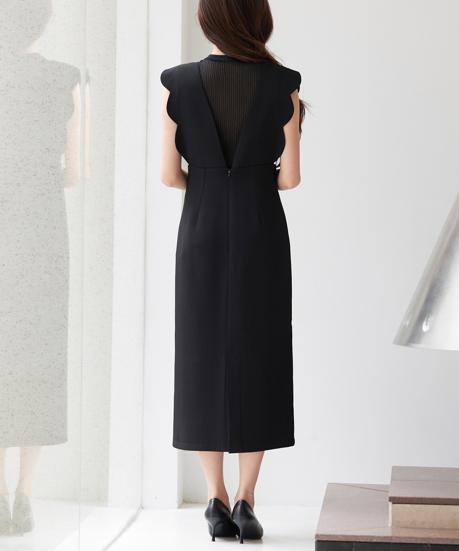 パール付きスカラップジャンパースカートsdp0306 ブラック