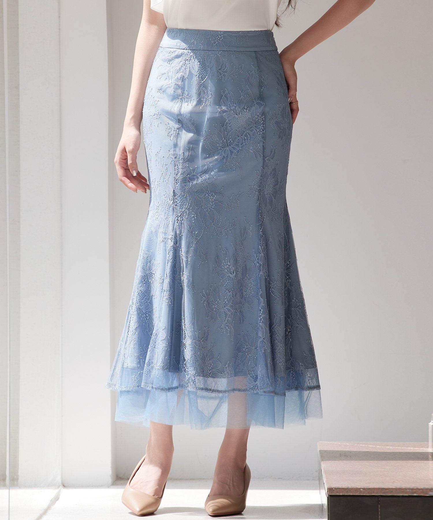 総レースマーメイドロングスカートsdp0308-102-72