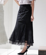 総レースマーメイドロングスカートsdp0308 ブラック