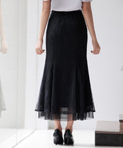 総レースマーメイドロングスカートsdp0308 ブラック