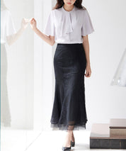 総レースマーメイドロングスカートsdp0308 ブラック