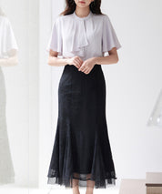 総レースマーメイドロングスカートsdp0308 ブラック