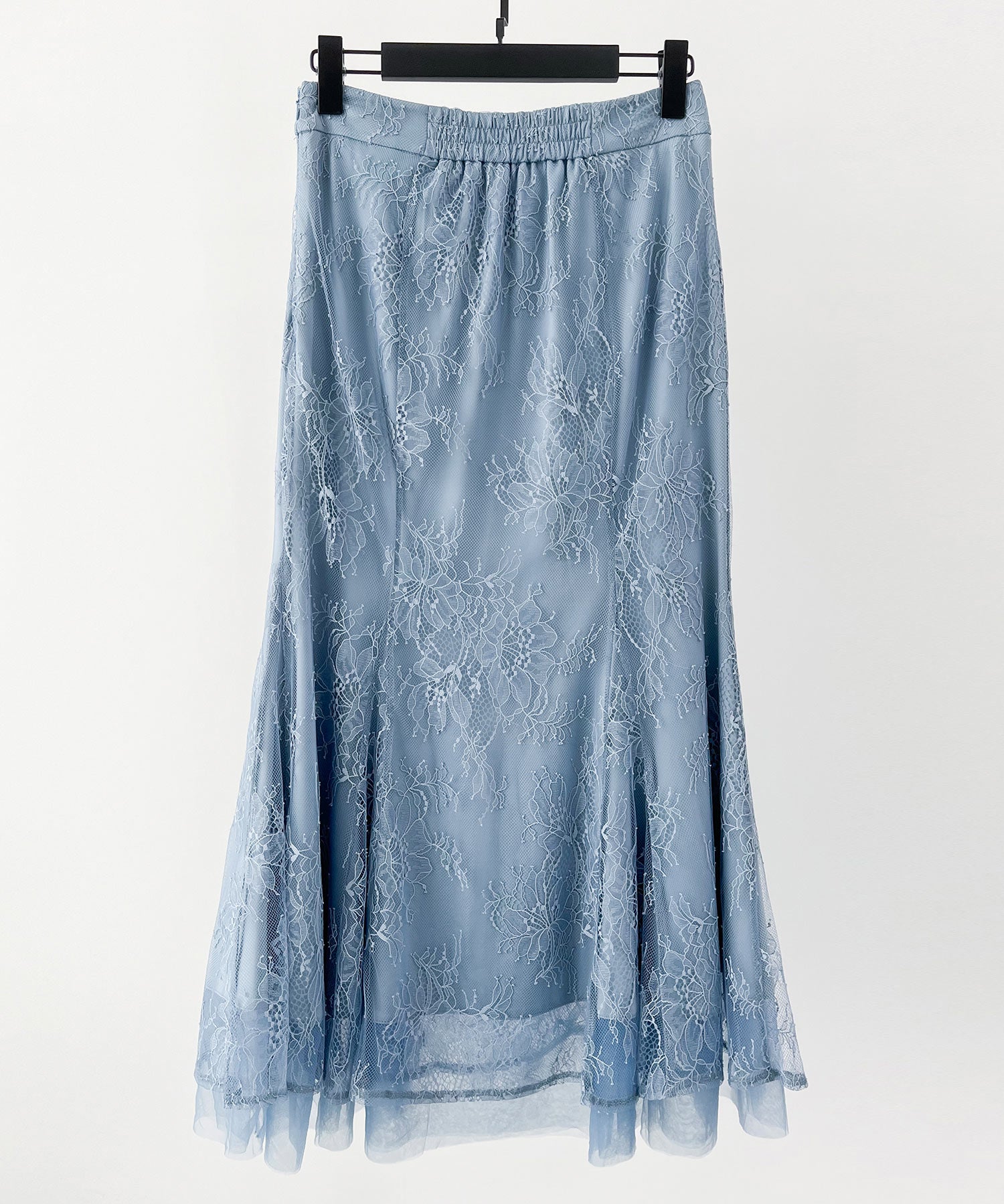 総レースマーメイドロングスカートsdp0308 ブルーグレー