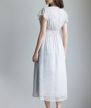 ふんわり花柄シフォンロングワンピースsdp0311 グレー