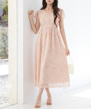 ふんわり花柄シフォンロングワンピースsdp0311-102-32