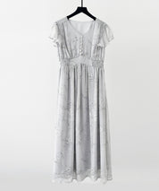 ふんわり花柄シフォンロングワンピースsdp0311 グレー