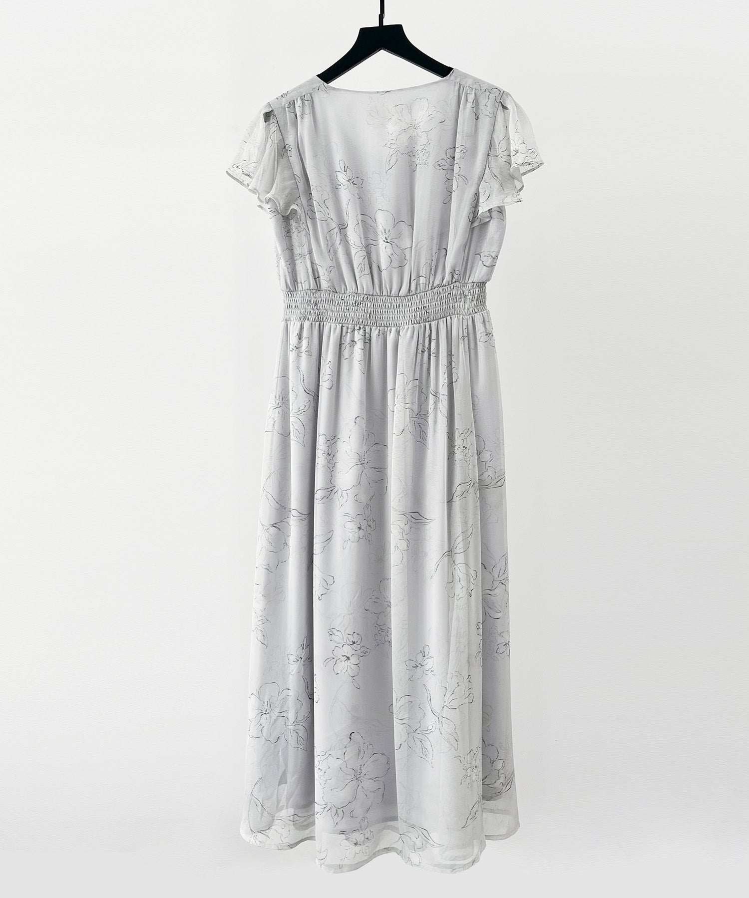 ふんわり花柄シフォンロングワンピースsdp0311 グレー
