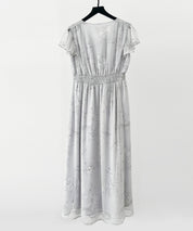 ふんわり花柄シフォンロングワンピースsdp0311 グレー