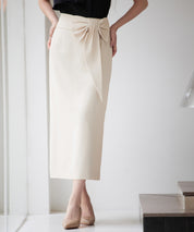ビッグリボンロングタイトスカートsdp0312 ベージュ