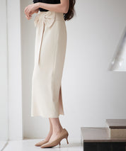 ビッグリボンロングタイトスカートsdp0312 ベージュ