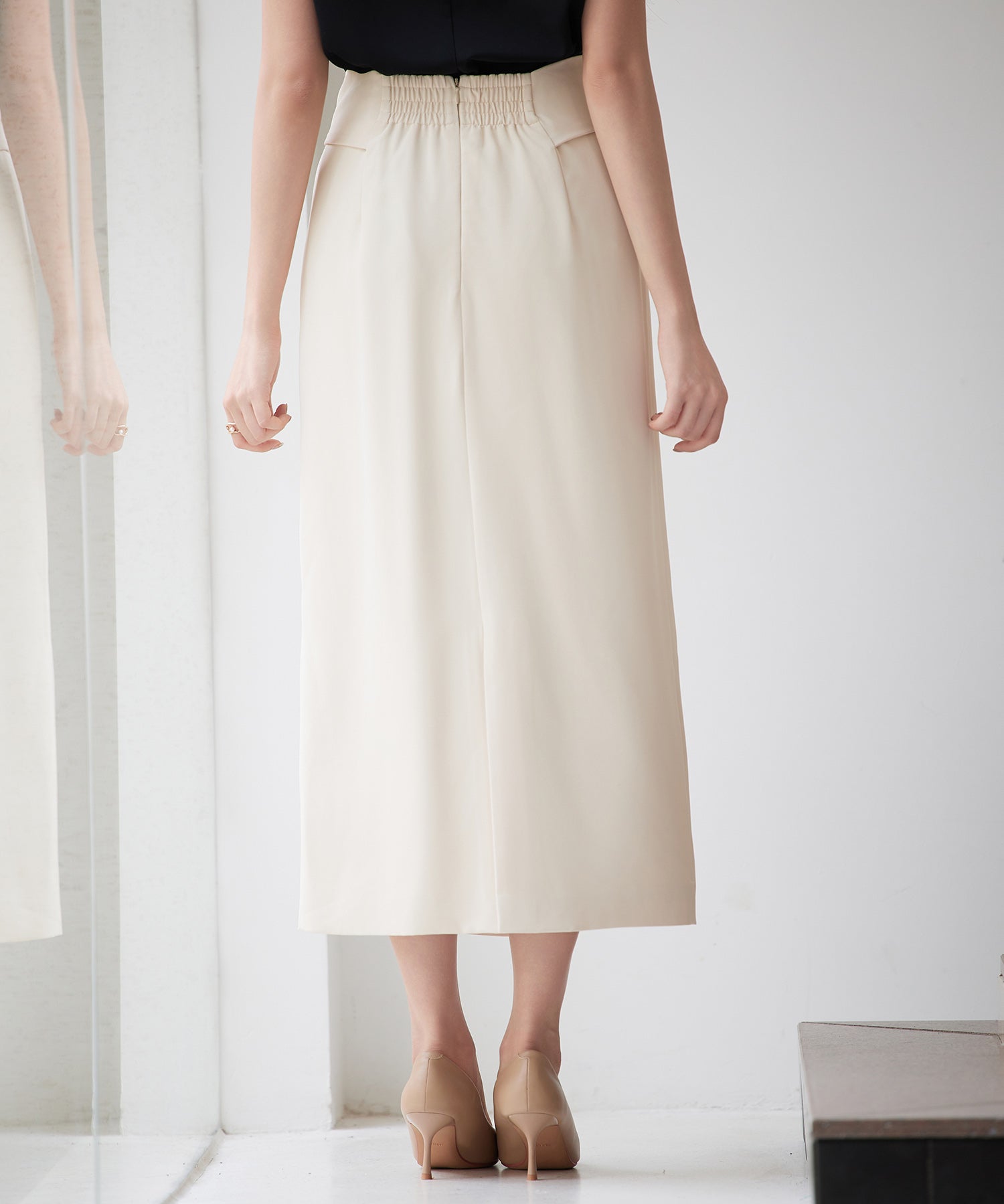 ビッグリボンロングタイトスカートsdp0312 ベージュ