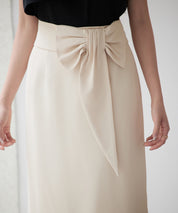 ビッグリボンロングタイトスカートsdp0312 ベージュ