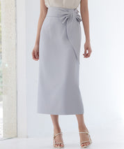 ビッグリボンロングタイトスカートsdp0312 ブルーグレー