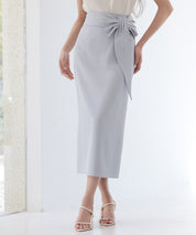 ビッグリボンロングタイトスカートsdp0312 ブルーグレー