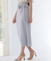 ビッグリボンロングタイトスカートsdp0312 ブルーグレー