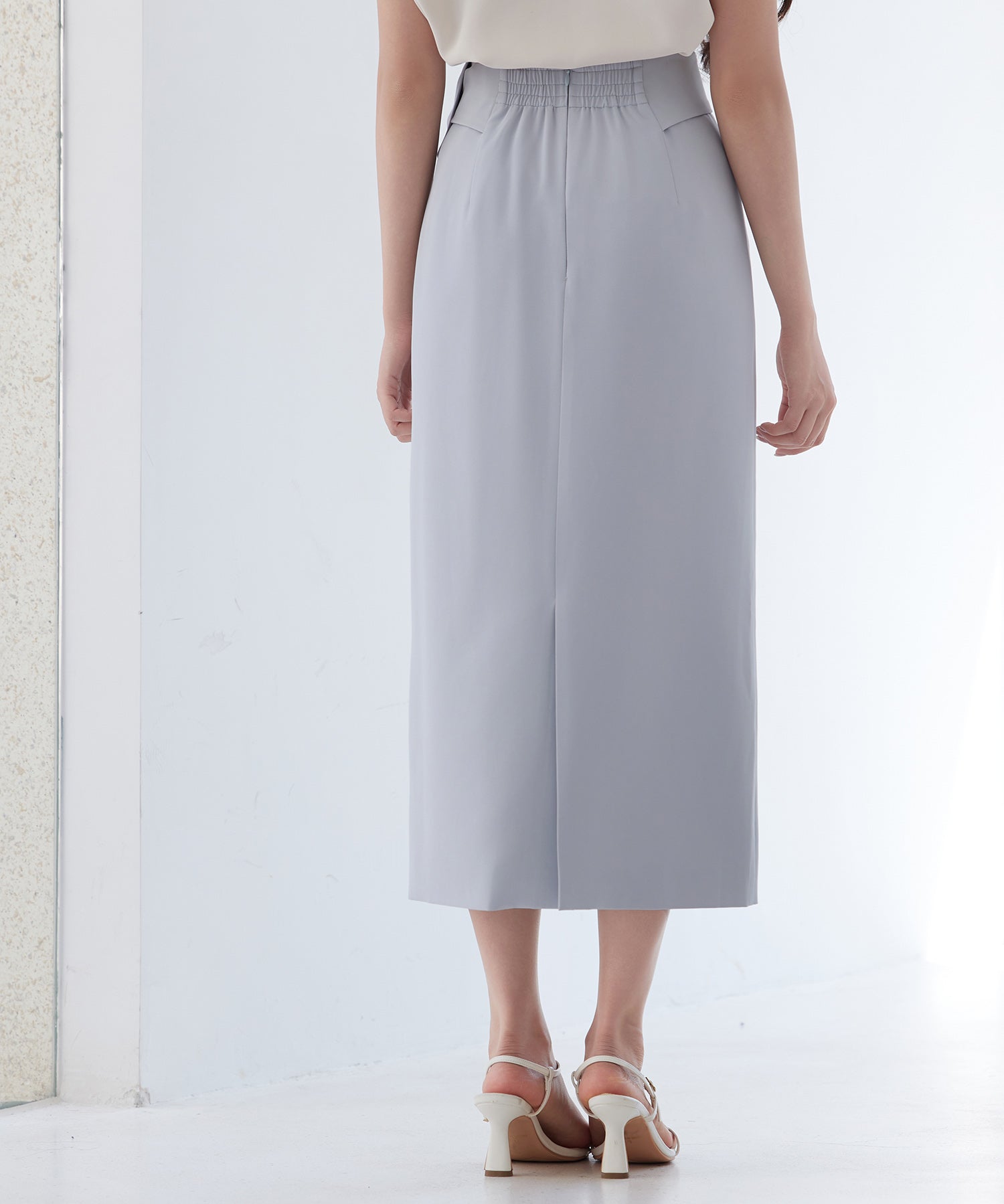 ビッグリボンロングタイトスカートsdp0312 ブルーグレー