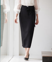 ビッグリボンロングタイトスカートsdp0312 ブラック