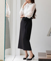 ビッグリボンロングタイトスカートsdp0312 ブラック