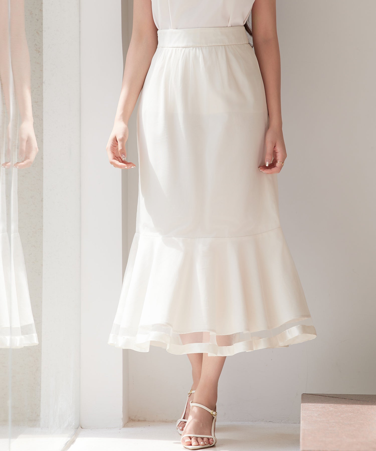 チュールマーメイド裾ロングスカートsdp0313-102-14