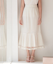 チュールマーメイド裾ロングスカートsdp0313 ベージュ