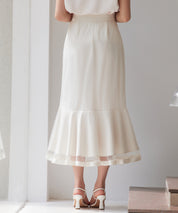 チュールマーメイド裾ロングスカートsdp0313 ベージュ