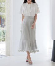 チュールマーメイド裾ロングスカートsdp0313 グレー