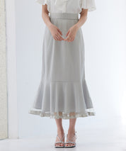 チュールマーメイド裾ロングスカートsdp0313 グレー