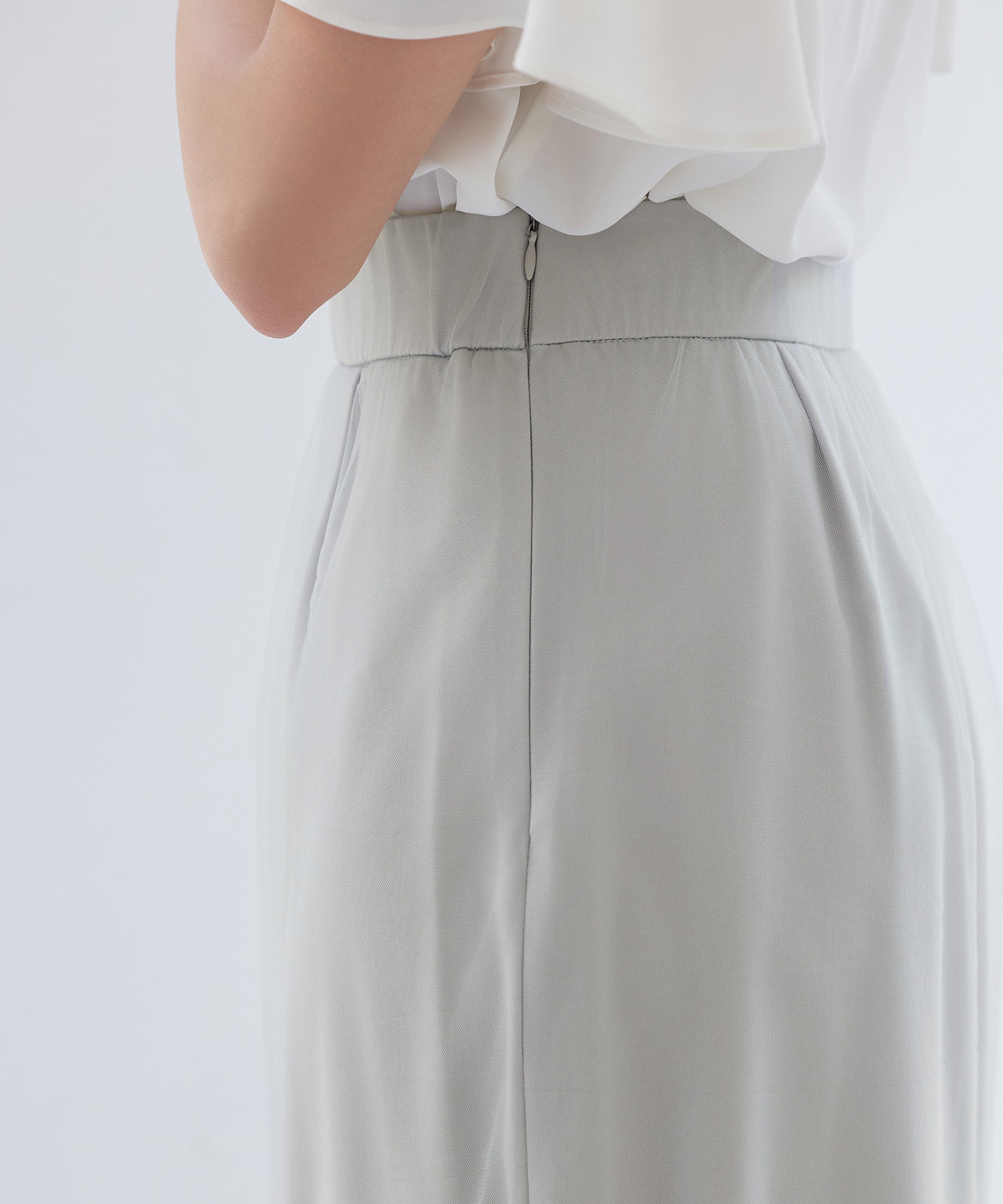 チュールマーメイド裾ロングスカートsdp0313 グレー