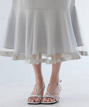 チュールマーメイド裾ロングスカートsdp0313 グレー