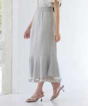 チュールマーメイド裾ロングスカートsdp0313 グレー