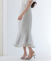 チュールマーメイド裾ロングスカートsdp0313 グレー