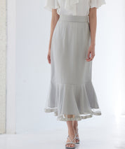 チュールマーメイド裾ロングスカートsdp0313 グレー