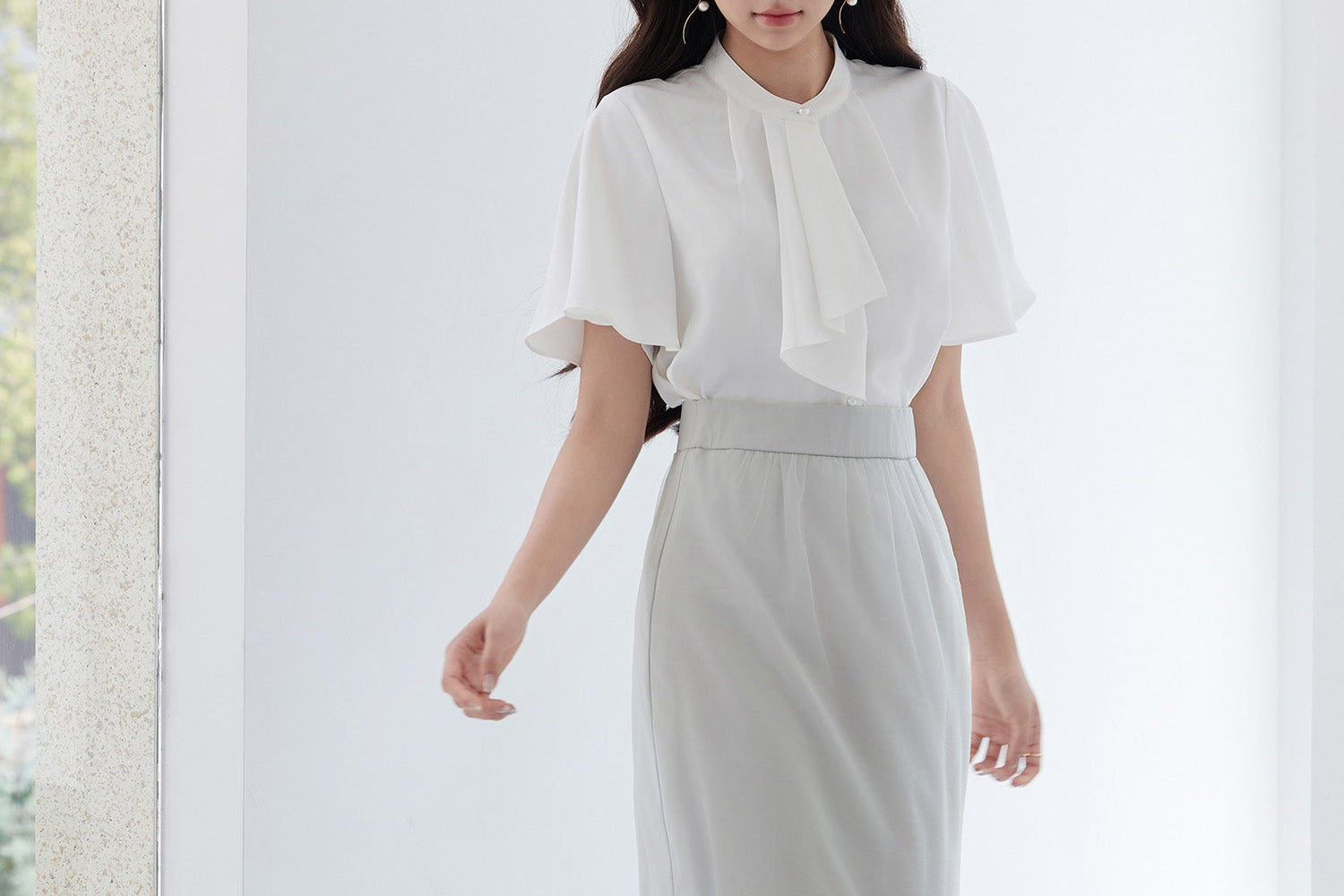 チュールマーメイド裾ロングスカートsdp0313 グレー