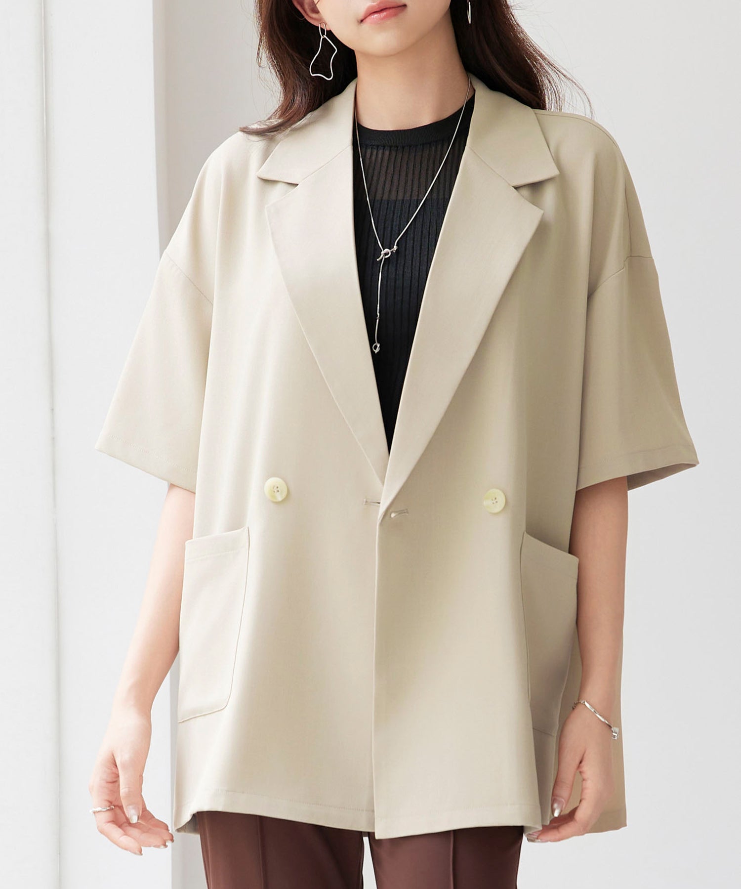 テーラード半袖ジャケットsdp0314 ベージュ