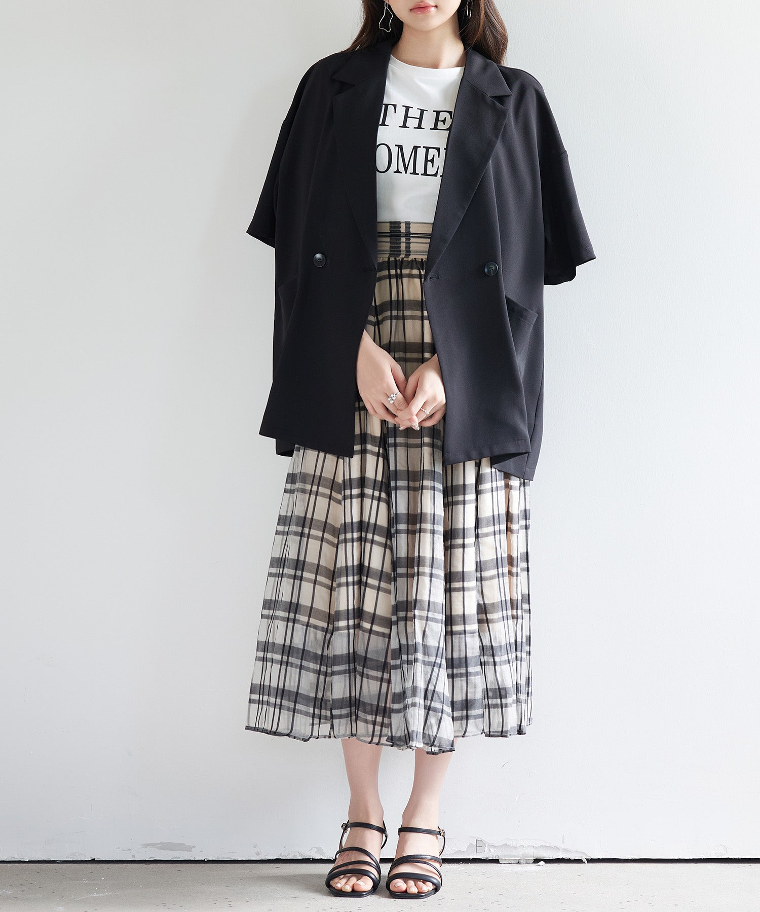 テーラード半袖ジャケットsdp0314 ブラック