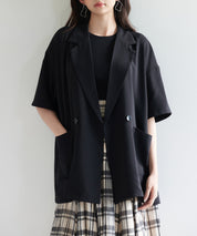 テーラード半袖ジャケットsdp0314 ブラック