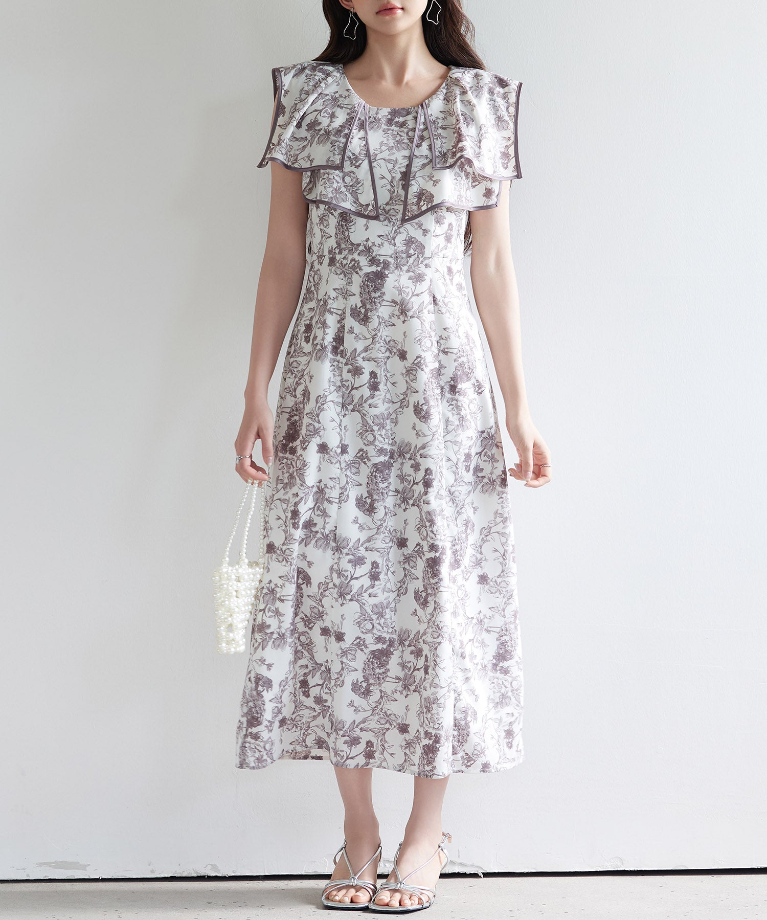 ラッフルカラー花柄ロングワンピースsdp0315-102-18