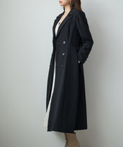 テーラードダブルブレストロングトレンチコートsdp0316 ブラック