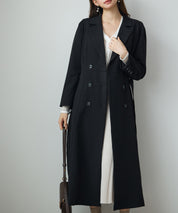 テーラードダブルブレストロングトレンチコートsdp0316 ブラック